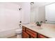Bathroom features vanity with updated fixtures and a shower-tub combo at 95 Lockhaven Ct, Cameron, NC 28326