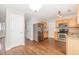 Updated kitchen features stainless steel appliances and granite countertops at 203 Downing Bluff Dr, Morrisville, NC 27560