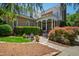 Charming backyard featuring a covered patio, lush landscaping, and outdoor seating area at 205 Buncombe St, Raleigh, NC 27609