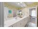 Bright bathroom featuring a spacious vanity with double sinks and a large mirror at 205 Buncombe St, Raleigh, NC 27609