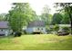 View of the light-blue house exterior with deck and large green yard at 2315 George Anderson Dr, Hillsborough, NC 27278