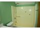 Bathroom featuring a shower and tub combo with green walls at 2315 George Anderson Dr, Hillsborough, NC 27278