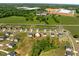 Aerial view of a neighborhood showcasing well-maintained lawns and landscaping at 2415 Ivy Knoll Dr, Mebane, NC 27302