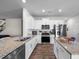 This kitchen features stainless steel appliances, granite countertops, and white cabinets at 2415 Ivy Knoll Dr, Mebane, NC 27302