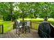 Outdoor dining set on a well-maintained deck, with a lush green backyard at 3004 Red Cir, Willow Springs, NC 27592