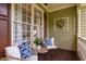 Relaxing front porch seating area with comfortable wicker chairs and stylish decor at 406 Bakewell Ct, Wake Forest, NC 27587