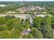 Aerial view of a property surrounded by lush trees, city skyline, and neighboring industrial and commercial areas at 424 Raleigh View Rd, Raleigh, NC 27610