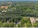 Scenic aerial view of a wooded neighborhood with beautiful trees and a glimpse of the surrounding area at 424 Raleigh View Rd, Raleigh, NC 27610