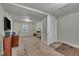 Room with carpeting and poor upkeep and an attic door at 424 Raleigh View Rd, Raleigh, NC 27610