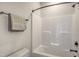 Bathroom with matte black hardware, a shower and a towel rack at 63 W Victoria Ridge Dr # 31, Selma, NC 27576