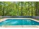 A stunning in-ground swimming pool is surrounded by lush greenery and a dark gray fence for privacy at 106 Silverwood Ln, Cary, NC 27518