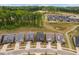 An aerial view of the attractive neighborhood and its well-maintained lawns and landscaping at 109 Imagine Way, Pittsboro, NC 27312