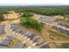 Aerial view of the community clubhouse, pool, and tennis courts surrounded by beautiful trees at 109 Imagine Way, Pittsboro, NC 27312