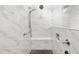 Shower featuring decorative tile, fixtures, and glass partition at 109 Imagine Way, Pittsboro, NC 27312