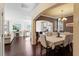 Elegant dining room with hardwood floors and a chandelier at 114 Red Robin Rd, Durham, NC 27703