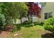 Fenced backyard with green grass and mature trees, offering privacy and shade at 1204 Caribou Xing, Durham, NC 27713