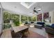 Relaxing screened porch with a ceiling fan and comfortable outdoor seating at 1204 Caribou Xing, Durham, NC 27713