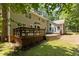 Exterior view of a multi-level deck with access to a manicured backyard at 128 Cobblestone Dr, Chapel Hill, NC 27516