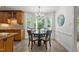 Cozy breakfast nook with a round table, chairs, and a bay window offering natural light at 128 Cobblestone Dr, Chapel Hill, NC 27516