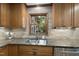 Kitchen area showcasing a window, sink, granite countertop, and stainless steel dishwasher at 128 Cobblestone Dr, Chapel Hill, NC 27516