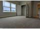 Carpeted bedroom featuring a walk-in closet, natural light, and neutral color palette at 1590 Pecan Drive # 45, Nashville, NC 27856
