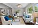 Cozy living room featuring comfortable seating, stylish decor, and a large window offering natural light at 1734 Stage Rd, Durham, NC 27703