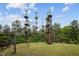 Elaborate ropes course on a lush green lawn features towers, platforms, and connecting rope bridges for adventurous recreation at 1734 Stage Rd, Durham, NC 27703