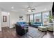 Cozy living room with comfortable seating, hardwood floors, large windows, and stylish decor at 1816 Sandoval Dr, Durham, NC 27703