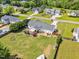 Backyard aerial of fire pit, deck, pergola, and lawn at 182 Jesse Dr, Smithfield, NC 27577