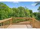 Wood deck with railings overlooking lush greenery; ideal for outdoor relaxation and entertainment at 185 Millwood Dr, Clayton, NC 27527