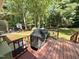 Wooden deck with a grill and a lush backyard at 192 Misty Hollow Rd, Timberlake, NC 27583