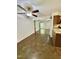 Bright kitchen and dining area with ceiling fan and hardwood flooring at 192 Misty Hollow Rd, Timberlake, NC 27583