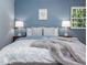 Comfortable bedroom showcasing a plush bed, side tables, and soft lighting near the window at 3009 Hillmer Dr, Raleigh, NC 27609