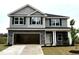Two-story home with stone accents, black shutters, attached garage, and manicured lawn at 356 Bishop Ln, Sanford, NC 27330