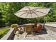 Outdoor patio featuring chairs and shade, surrounded by greenery at 5009 Coe Hill Pl, Cary, NC 27519