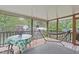 Cozy screened-in porch with a table, chairs, hammock and inviting outdoor living space at 5144 Jeffries St, Raleigh, NC 27606
