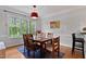 Bright dining room with hardwood floors, a large window, and a wooden dining table with chairs at 6 Chelan Ct, Durham, NC 27713
