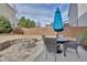 Landscaped backyard featuring a stone fire pit and outdoor seating ideal for gatherings and relaxation at 100 Highveld Ave, Chapel Hill, NC 27516