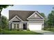 Charming single-Gathering home featuring a gray exterior, well-manicured lawn, and an attached garage at 1095 Channel Drop Lp, Zebulon, NC 27597