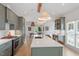 Modern kitchen with large island, stainless steel appliances, and stylish pendant lighting at 1112 Watauga Street St, Raleigh, NC 27604