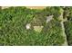 Aerial view of the outbuilding and the property surrounded by green trees at 1414 Walter Bright Rd, Sanford, NC 27330