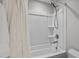 Shower/Tub combo with an adjustable shower head and plenty of storage space at 212 Crisp Rd, Durham, NC 27713
