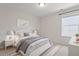 Stylized bedroom with an accent rug, decorative pillows, and dual bedside lamps at 214 Dogwood Blossoms Dr, Durham, NC 27703