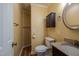 Bathroom with granite countertops and a decorative mirror at 2457 Millbrook Dr, Haw River, NC 27258