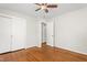 Bedroom with hardwood floors, ceiling fan and closet at 2917 Trail Six, Burlington, NC 27215