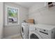 Functional laundry room with washer, dryer, shelving and window at 3425 Donnigale Ave, Durham, NC 27705