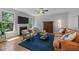 Cozy living room featuring a fireplace, large windows, hardwood floors, and comfortable seating at 3425 Donnigale Ave, Durham, NC 27705