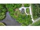 Private lakefront property with a circular driveway, a home, and mature trees at 35 Fire Tower Dr, Rougemont, NC 27572