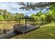 Picturesque lake view with a gazebo and surrounding trees at 35 Fire Tower Dr, Rougemont, NC 27572