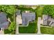 Aerial view of home and backyard showcasing the spacious lot, lush lawn and detached garage at 4589 Freedom Dr, Burlington, NC 27215